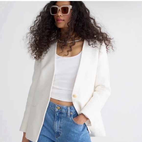 J. Crew Collection Alfie Collarless Blazer Cotton Blend Bouclé New with Tag! - Picture 1 of 11